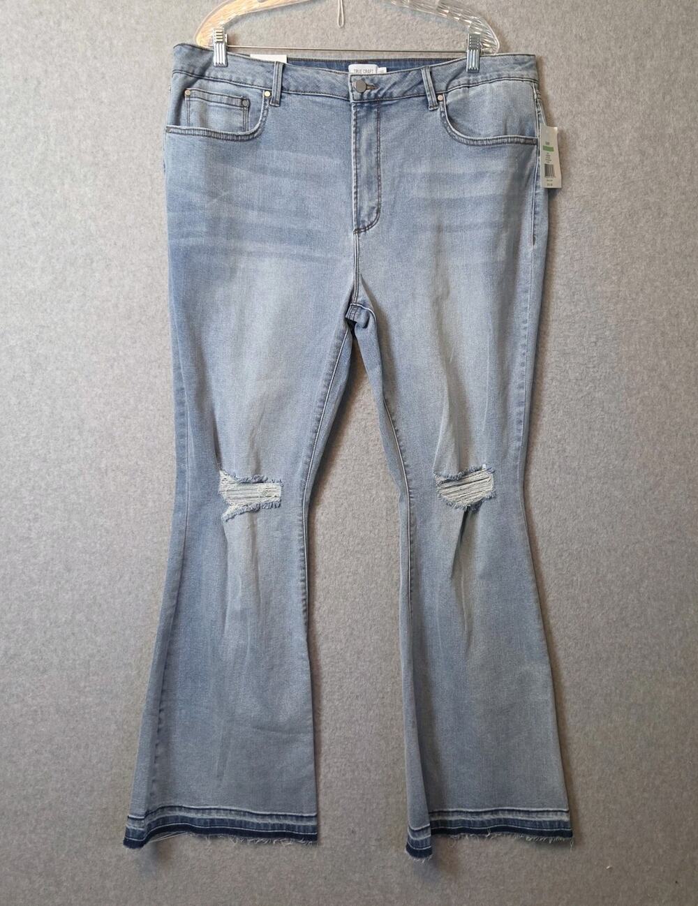 NWT True Craft High Rise Flare Casual Distressed Denim Lapis Wash Jeans Plus 18W